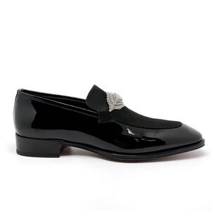 Giuseppe Zanotti Men’s Bahrain Embellished Patent Leather Loafers Black Size 13